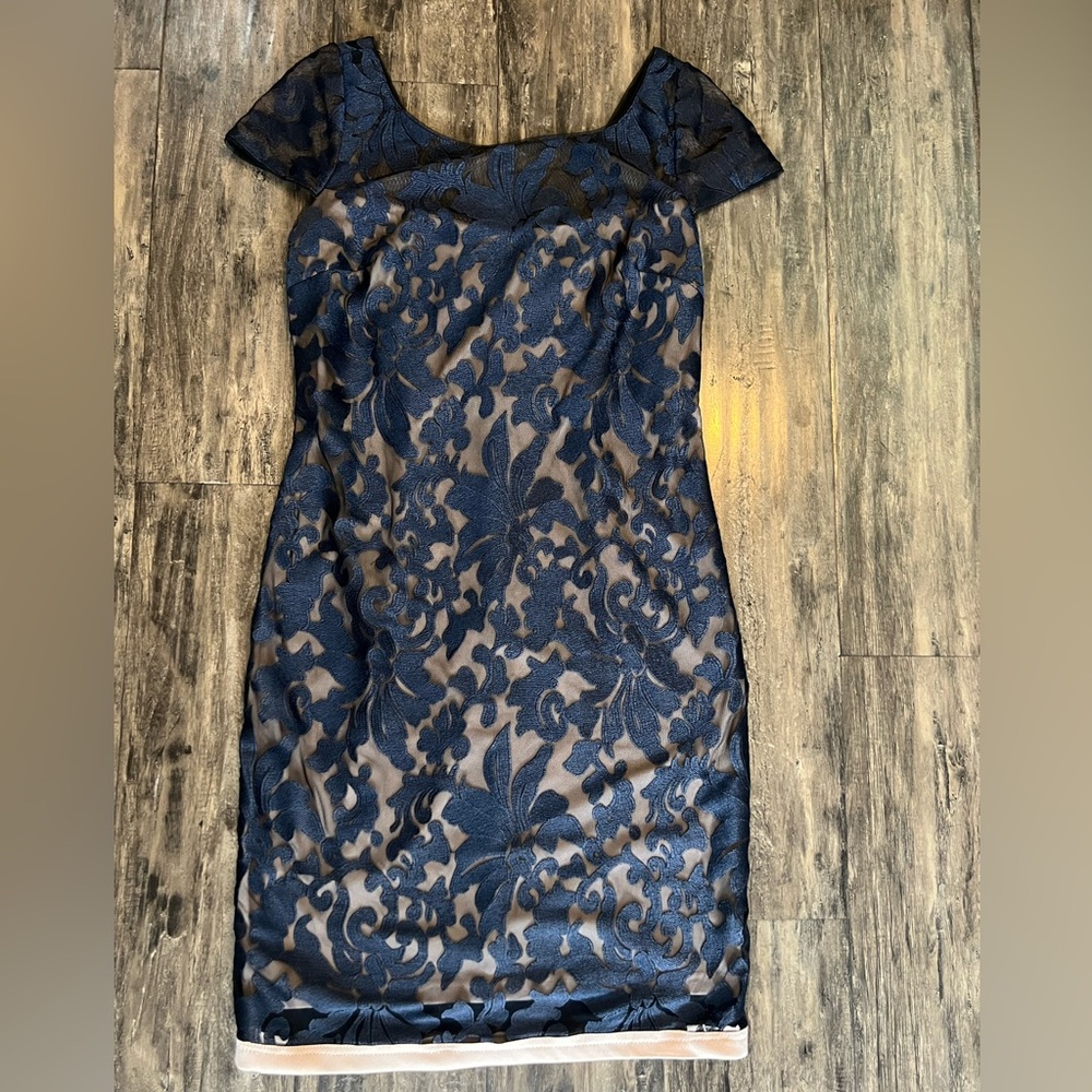 Calvin Klein Navy and Black Lace Mini Dress